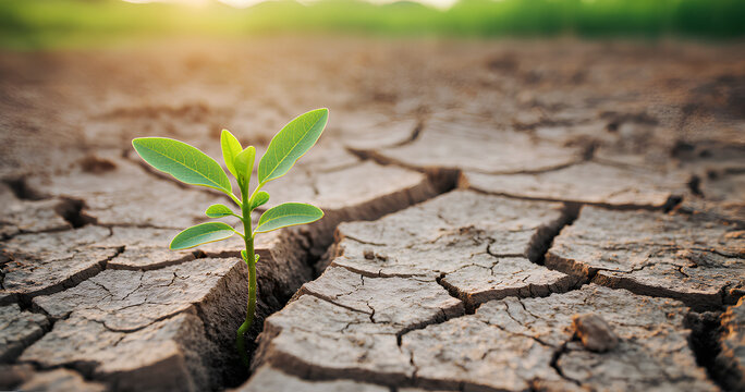Hope Springs Eternal: A Tiny Sprout Amidst Dried Earth
