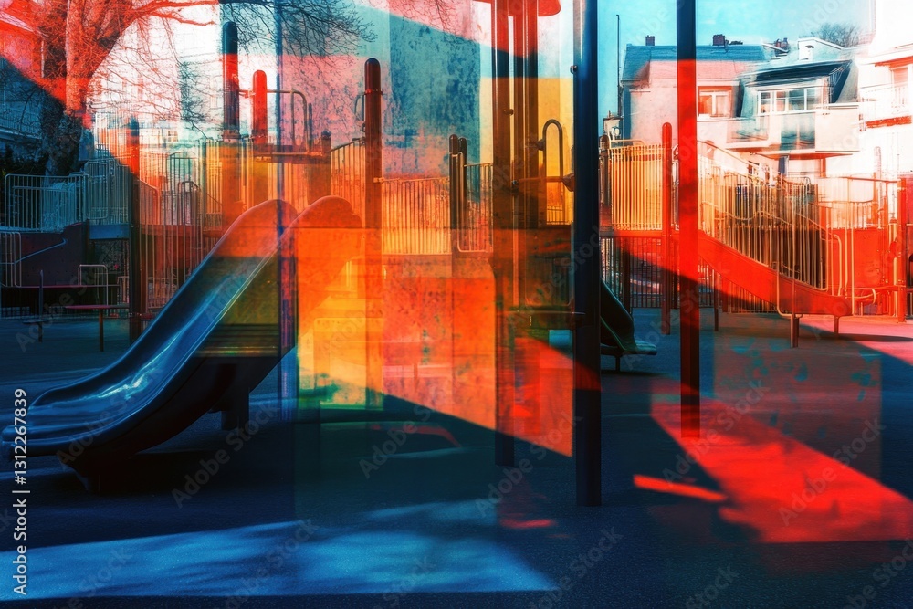 Poster abstract photo of a playground in a city an abstract interpretation of a playground . an abstract de