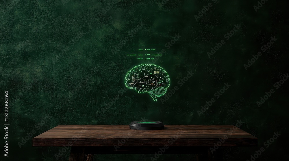 Poster futuristic brain visualization with technology elements