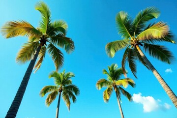 Slender royal palms ascend, vibrant blue sky backdrop, scenic, travel, vegetation