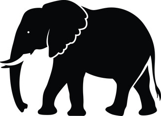 Fototapeta premium Black Silhouette Elephant Walking Vector