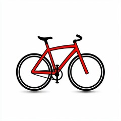 Fototapeta premium Minimal bicycle outline icon in red with a white background representing cycling and active lifestyle for visual use