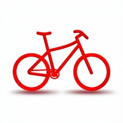 Fototapeta premium Minimal bicycle outline icon in red on a white background perfect for illustrating cycling and outdoor activity themes
