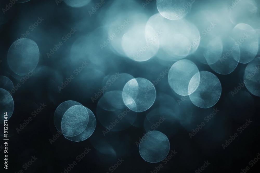 Poster blurred turquoise bokeh lights creating a beautiful festive background