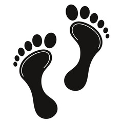Black Footprint Silhouette Icon on White Background – Minimalist Foot Step Illustration for Human Tracks, Walking, Barefoot, Trail, and Pathway Concepts