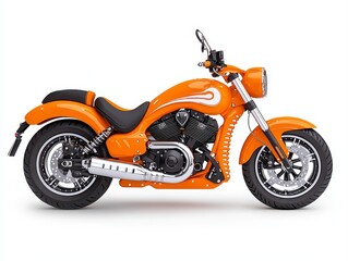 Fototapeta premium Striking orange motorcycle with sleek bumper design showcasing a blend of style and performance on a white background