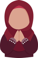 Burgundy Hijab Figure: Hands Clasped, Star Detail, Faceless Portrait
