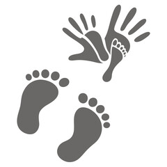 Black Footprint Silhouette Icon on White Background – Minimalist Foot Step Illustration for Human Tracks, Walking, Barefoot, Trail, and Pathway Concepts