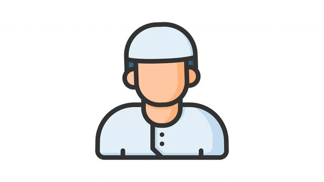 Animated muslim with people sign symbol. Suitable for hajj, ramadan, muslim, ramadan, islam, mubarak, kareem, religion, celebration, fasting, culture, religious, moslem and eid mubarak