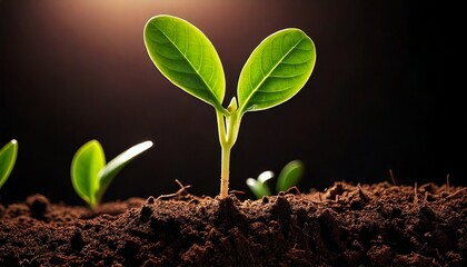 Fototapeta premium young sprout growing in the soil, generative AI. sprout in a pile of soil