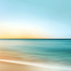 Obraz premium Serene Sunset Over A Tranquil Ocean Beach With Soft Pastel Colors And Gentle Waves