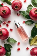Pomegranates serum cosmetic and grapefruits