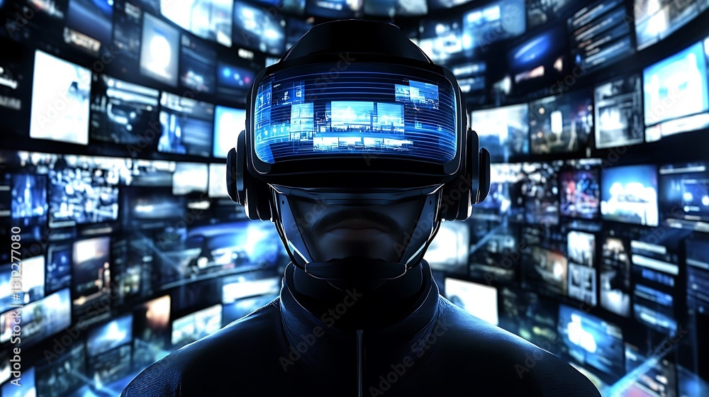 Poster a high-tech news studio using augmented reality for immersive reporting