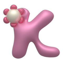 Cute Letter K with flowers