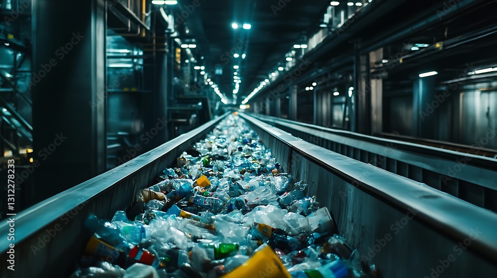 Aufkleber a high-tech recycling facility using ai for sorting and processing waste