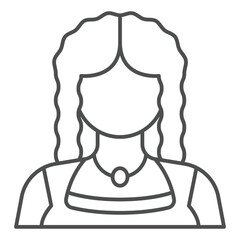 Curly hairstyle woman thin icon, saint Patrick day concept. Vector graphics. Irish girl with hair sign on white background, outline style icon for mobile or web design.