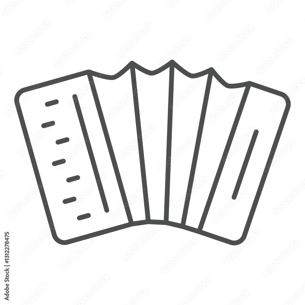 Poster harmonica thin icon, music instruments concept. vector graphics. accordion sign on white background,