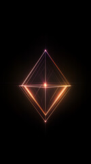 Fototapeta premium Minimalist neon geometric shapes, glowing lines on a deep black background, ultra-sharp contrast, futuristic aesthetic, 4K resolution, Mobile wallpaper