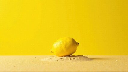 lemons fall on a blue and yellow sandy background