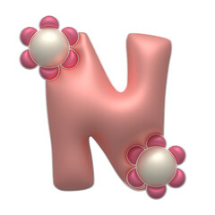 Cute Letter N with flowers