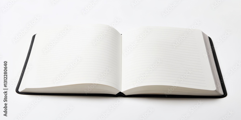Poster open blank notebook with lined pages, perfect for writing, journaling, or sketching in a minimalist 