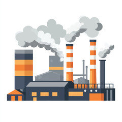 Obraz premium A flat 2D vector of an industrial factory with chimneys releasing smoke.