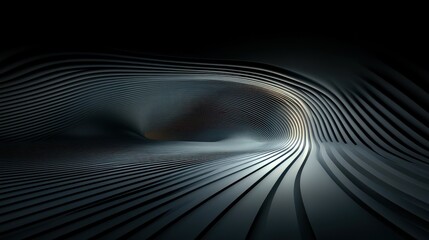 Abstract Dark Tunnel: A 3D Render of a Mysterious, Curving, and Sleek Architectural Design