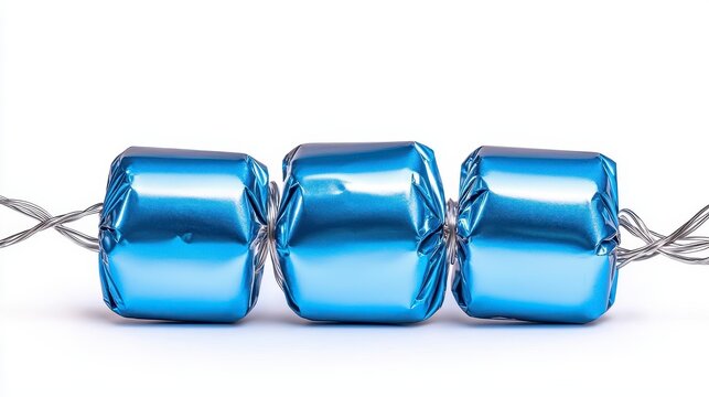 Repetitive blue tin design creating a unique visual impact in a silver retirement theme with gift box motif