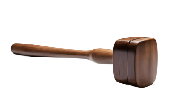 A wooden mallet with a soft striking face, isolated on a empty plain background