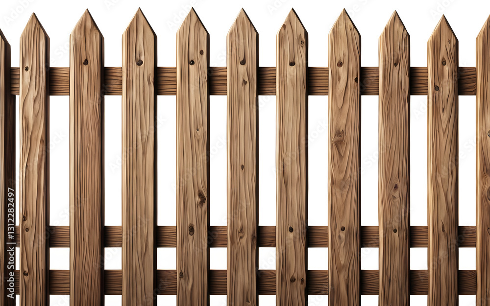 Aufkleber a wooden picket fence with a natural finish, isolated on a empty plain background