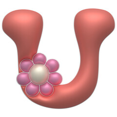 Fototapeta premium Cute Letter U with flowers