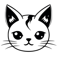 Kawaii Black-and-White Cat Face – Whimsical Feline Delight