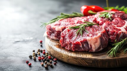 Obraz premium Delicious Raw Steak, Gourmet Beef Cuts Ready for Grilling