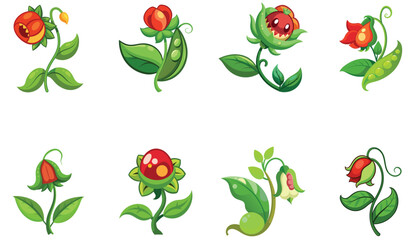 set of spring flowers