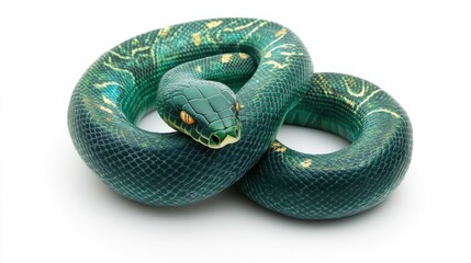 Obraz premium Isolated Green Snake with Intricate Scales