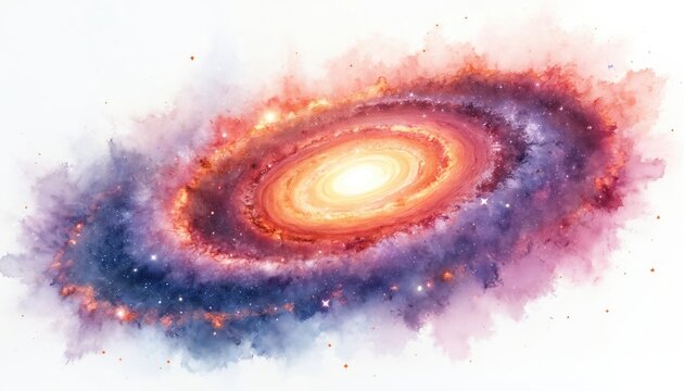 Fototapeta Colorful swirl galaxy astronomy. Fractal milky way vortex system with blue, teal, purple interstellar dust, stellar gas. Solar light illuminates fractal colorful shape circle with astrology zodiac