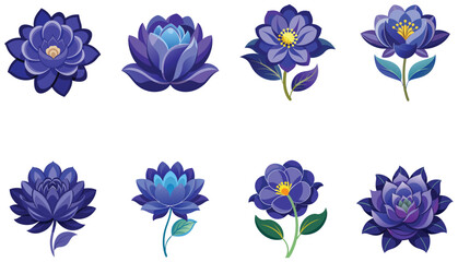 set of blue flowers