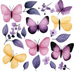 Colorful butterflies in nature artistic illustration floral environment vibrant viewpoint beauty concept