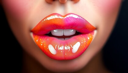 Fototapeta premium Colorful Glossy Lips Glitter And Sparkle 