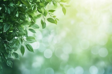 Obraz premium A Dreamy Forest in Morning Light with Blurred Green Trees and Enchanting Fog