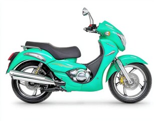 Sleek green motorcycle with a modern design captured in a side view isolated against a clean background for impact