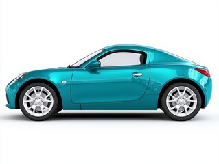 Fototapeta premium Beautiful blue sports car with matte roof captured in impressive side view isolated for stunning artistic display