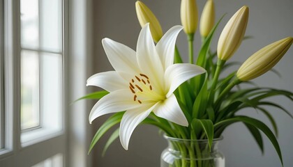 Fototapeta premium bouquet of white lilies