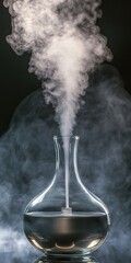A stylish glass diffuser releasing aromatic steam, perfect for illustrating relaxation, wellness, and home decor themes.