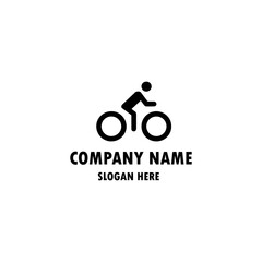 cycling race stylized symbol, outlined cyclist vector silhouette