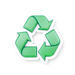 Obraz premium Green Recycling Symbol Icon: Glossy 3D Render of Circular Arrows for Environmental Conservation and Sustainability Efforts