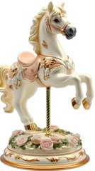 Carousel horse with floral base, studio shot, for design