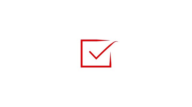 Animation of check mark square, simple check box, tick, positive tick symbol of approved, success, confirm, correct concept animation background.