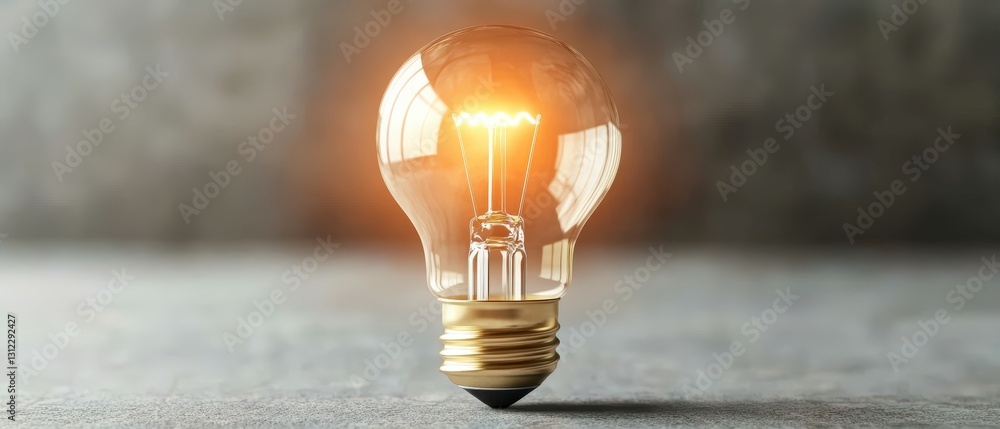 Poster classic light bulb positioned on a table, highlighting its design and functionality in a minimalisti