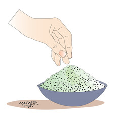 handpicking separating stones from rice bowl